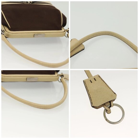 PRADA Hand Bag Canvas Leather Beige Brown Auth bs29303 - Picture 16 of 16